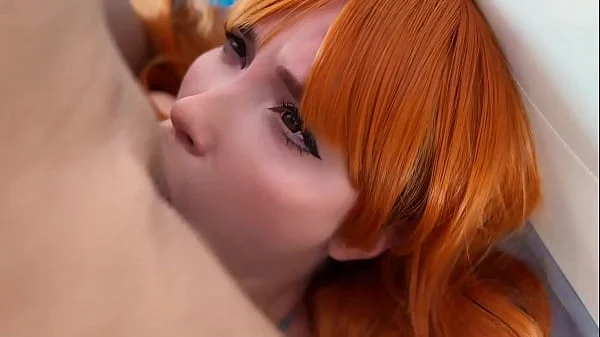 Redhead Nami from One Piece Rough Fucks and Deepthroats in Tight Jeans POV - Best Cosplay