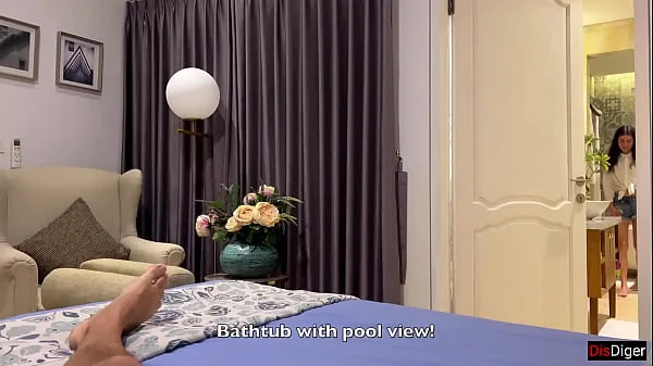 Girl next door came late at night to see my villa, but it was just an excuse to... Creampie