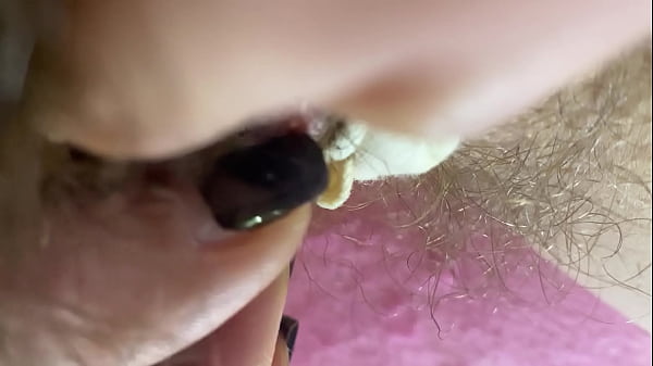 Extreme Closeup Big clit Rubbing orgasm wet hairy pussy
